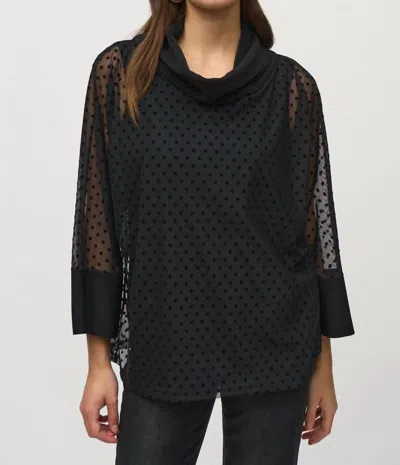 Joseph Ribkoff Dot Mesh Silky Knit Layered Tunic Top In Black