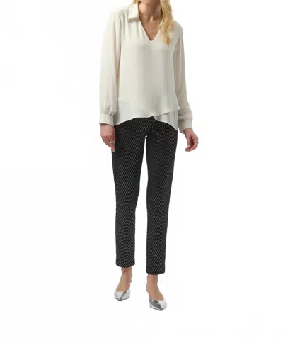 Joseph Ribkoff Foiled Heavy Knit Slim Fit Trousers In Black