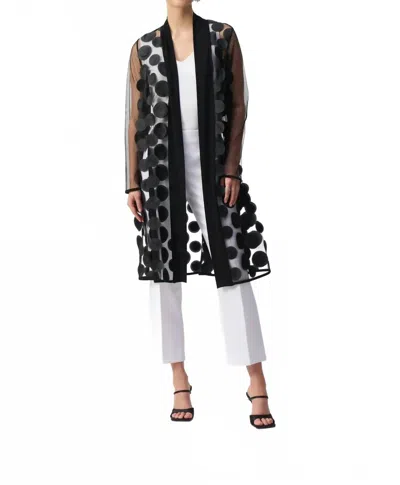 JOSEPH RIBKOFF DOTS APPLIQUÉ MESH COVER UP JACKET IN BLACK
