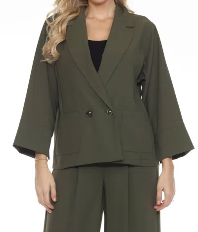 Joseph Ribkoff Double-breast Oversized Blazer In Iguana Green In Multi
