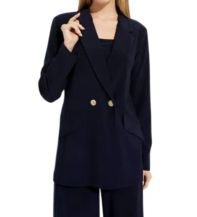 Joseph Ribkoff Double Breasted Blazer In Midnight Blue