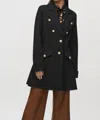 Joseph Ribkoff Double-breasted Military A-line Coat Jacket In Black