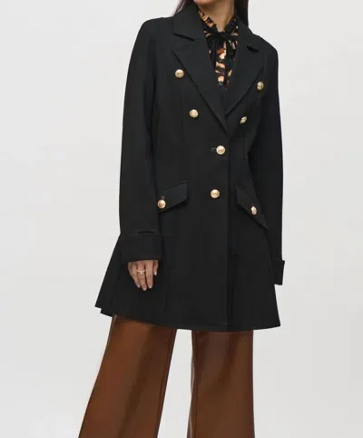 Joseph Ribkoff Double-breasted Military A-line Coat Jacket In Black