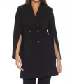 Joseph Ribkoff Double-breasted Split Cuffs A-line Coat In Black In Black