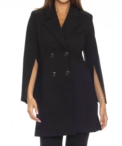Joseph Ribkoff Double-breasted Split Cuffs A-line Coat In Black