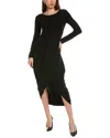 Joseph Ribkoff Draped Cocoon Skirt Midi Dress In Black