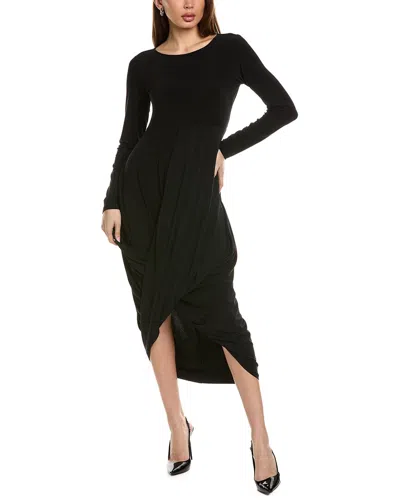 Joseph Ribkoff Draped Cocoon Skirt Midi Dress In Black