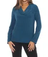 Joseph Ribkoff Draped Cowl Neck Long Sleeve Top In Twilight