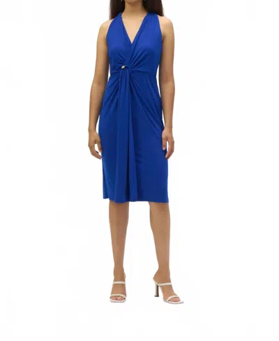 Joseph Ribkoff Draped Front Halter Dress In Royal Sapphire In Blue