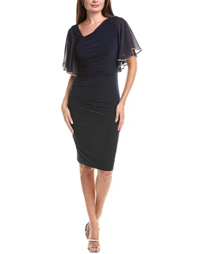 Joseph Ribkoff Embellished Chiffon Sleeve Sheath Dress In Midnight Blue In Black
