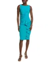 Joseph Ribkoff Ruffle Detail Dress In Turquoise In Blue