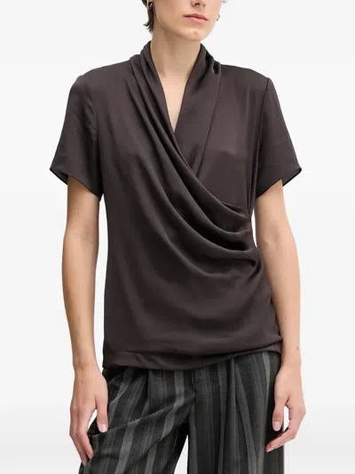 Joseph Ribkoff Draped Top In Brown