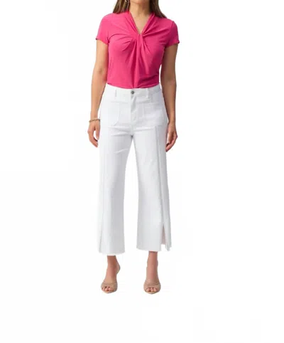 Joseph Ribkoff Draped V-neckline Short Sleeve Top In Geranium In Multi