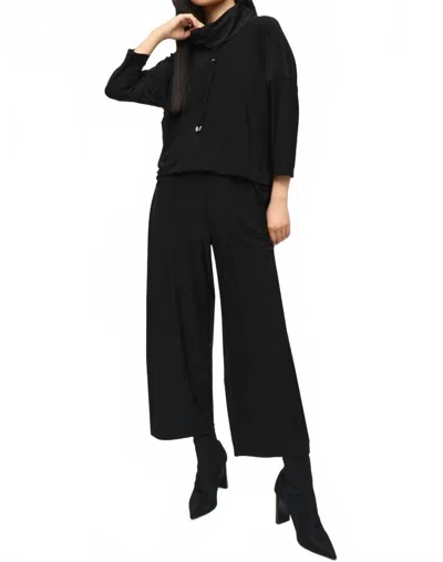 JOSEPH RIBKOFF DRAWSTRING COWL NECK CROPPED JUMPSUIT IN BLACK