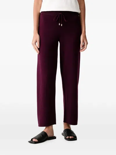 Joseph Ribkoff Drawstring Fine-knit Straight Trousers In Burgundy
