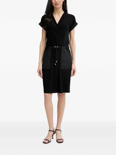 Joseph Ribkoff Drawstring-waist Wrap-style Mid-length Dress In Black