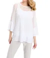 Joseph Ribkoff Dual Fabric Fishnet Tunic In White In White