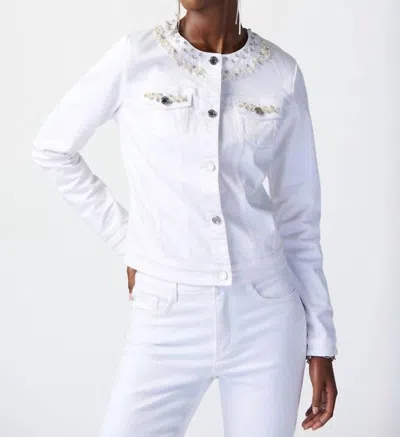 Joseph Ribkoff Dylan Denim Jacket In Vanilla In Animal Print