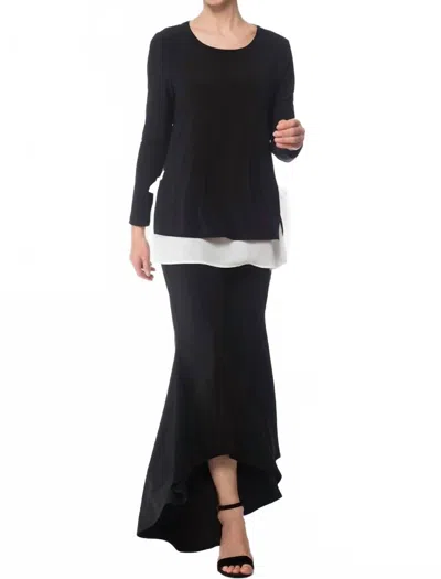 Joseph Ribkoff Elastic Waist Hi-lo Bell Pants In Black