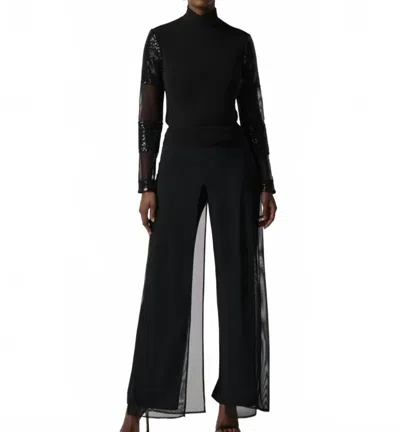 Joseph Ribkoff Elegant Sheer Overlay Trousers In Black