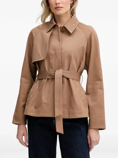 Joseph Ribkoff Embellished Belted Jacket In Brown
