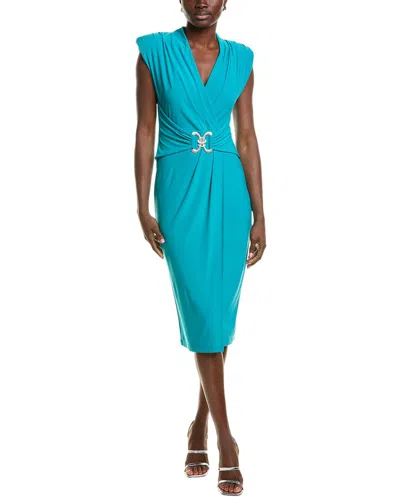 Joseph Ribkoff Embellished Buckle Midi Dress In Blue