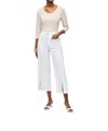 Joseph Ribkoff Embellished Frayed Hem Culotte Jeans In White In White