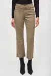 Joseph Ribkoff Embellished Fringe Cuff Cropped Jean In Java Denim In Brown