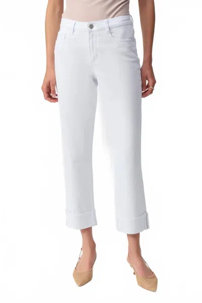 Joseph Ribkoff Embellished Hem Slim Fit Cropped Jeans In White