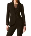 Joseph Ribkoff Embellished Mesh Insert Blazer In Black In Brown