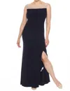 Joseph Ribkoff Embellished Mesh Yoke Evening Dress In Midnight Blue In Blue