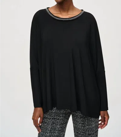 JOSEPH RIBKOFF EMBELLISHED SCOOP NECK OVERSIZED TOP IN BLACK