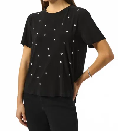 Joseph Ribkoff Embellished Short Sleeve Boxy Top In Black