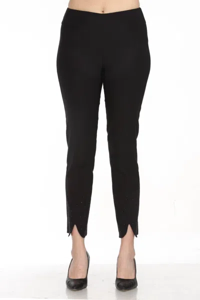Joseph Ribkoff Embellished Split Hem Pull On Slim Pant In Black