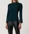Joseph Ribkoff Beaded Mock Neck Sweater In Alpine Green