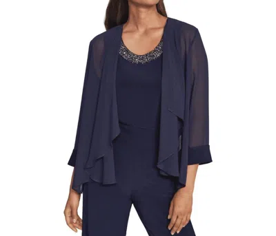 Joseph Ribkoff Embellished Tank With Chiffon Cardigan In Navy In Multi