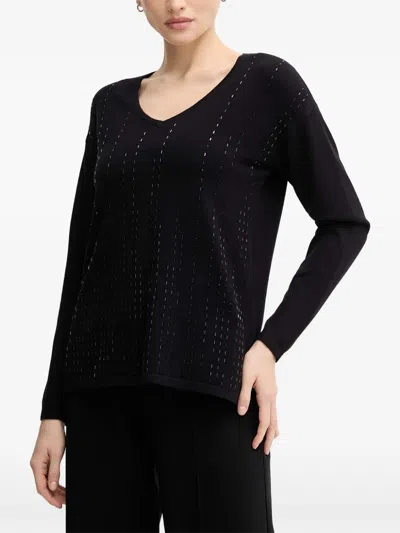 Joseph Ribkoff Embellished V-neck Jumper In Black