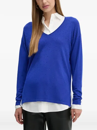 Joseph Ribkoff Embellished V-neck Knitwear In Blue