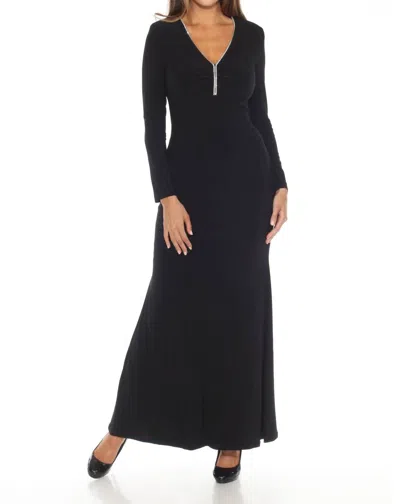 Joseph Ribkoff Embellished V-neck Mermaid Evening Dress In Black