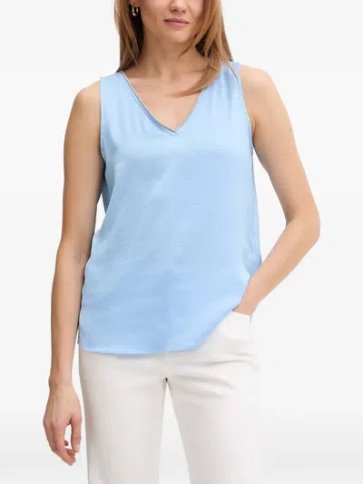 Joseph Ribkoff Sleeveless V-neck Woven Twill Tank Top In Sky Blue