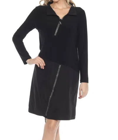 Joseph Ribkoff Embellished Zipper High Neck Dress In Black