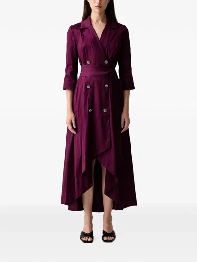 Joseph Ribkoff Embellished-button Asymmetric Midi Dress In Purple