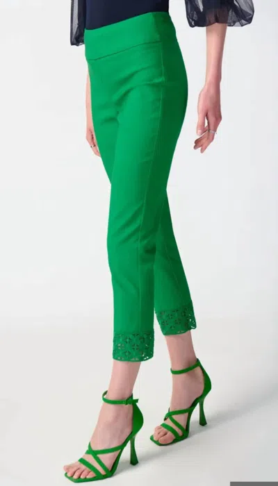 Joseph Ribkoff Embroidered Cutout Cuff Cropped Pant In Island Green