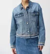 Joseph Ribkoff Embroidered Denim Jacket In Vintage Blue In Blue