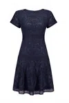 Joseph Ribkoff Embroidered Dress In Midnight Blue In Blue