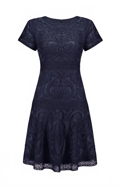 Joseph Ribkoff Embroidered Dress In Midnight Blue