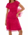 Joseph Ribkoff Embroidered Fit And Flare Dress In Geranium Dress In Pink