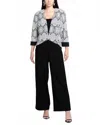 Joseph Ribkoff Embroidered Floral 3/4 Sleeves Jacket In Black White In Black