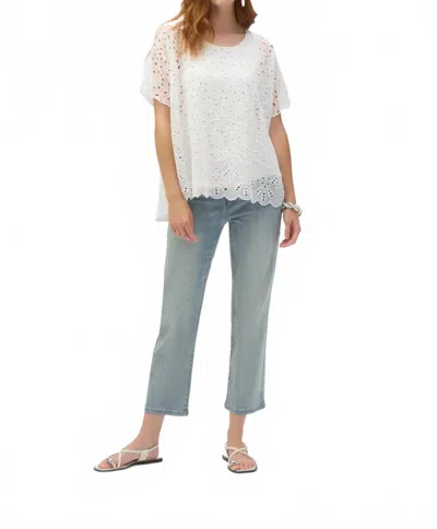 Joseph Ribkoff Embroidered Georgette Boxy Top In Off-white