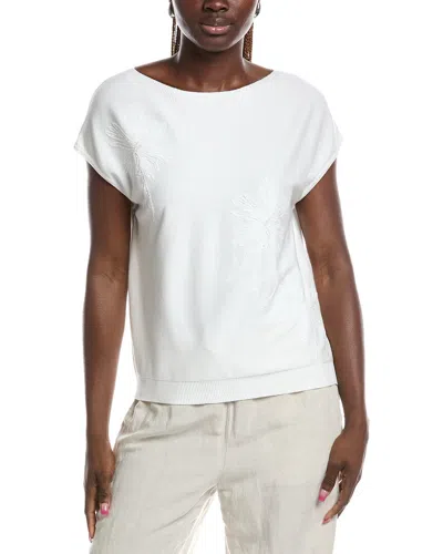 Joseph Ribkoff Embroidered Sequin Blouse In White